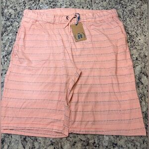 Men's Light Peach Striped Pima Cotton Lounge Shorts